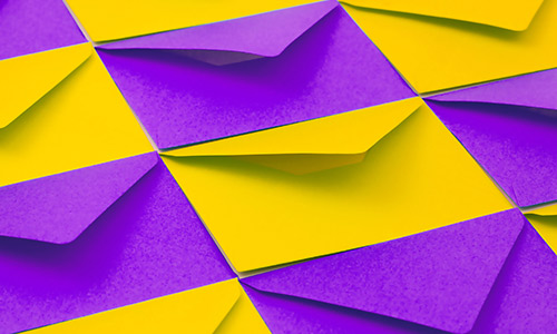 Purple and yellow envelopes