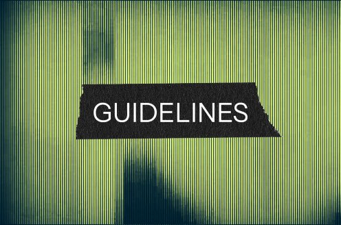 Green background with black text box and the word Guidelines in white writing