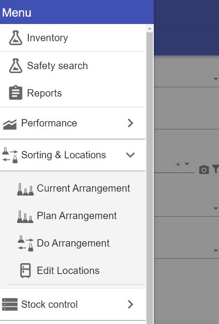 Sorting submenu