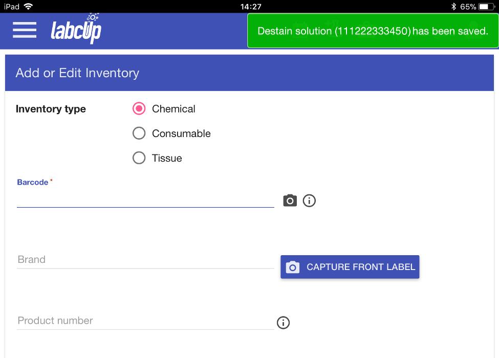 Picture 21 - you will be returned to the Add or Edit Inventory screen