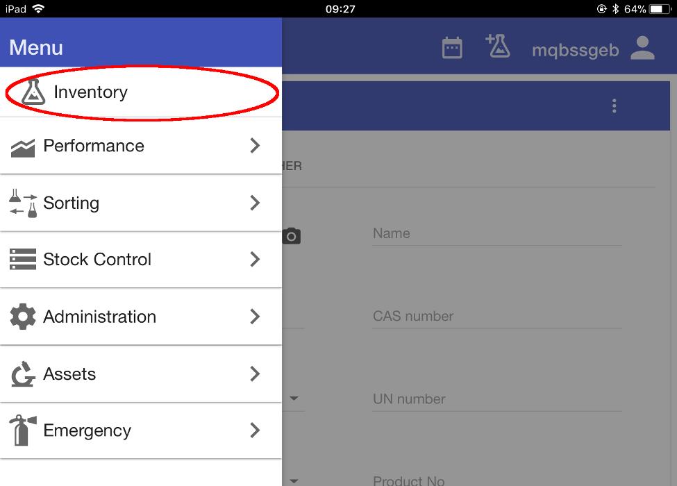Picture 1 - Navigate to the inventory section