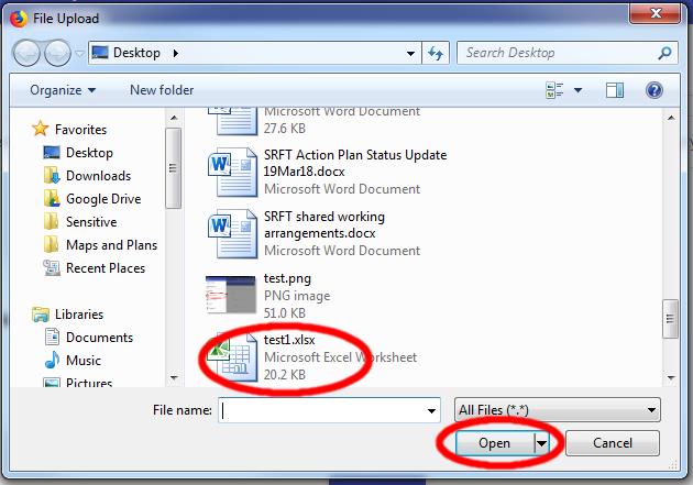Picture 10 - Navigate to your new spreadsheet and click Open
