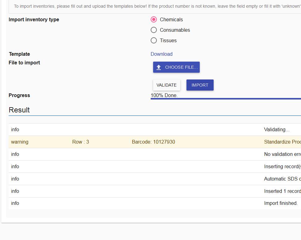 Picture 13 - Confirmation message for successfully added inventory