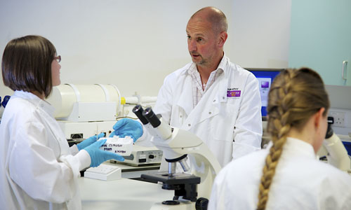 Man talking in a lab