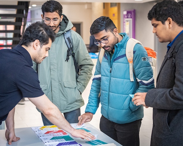 Students engaging with each other at a flexible learning stall in booth street east