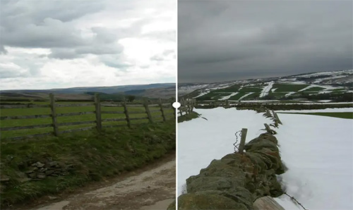 Image comparison tool, snowy road