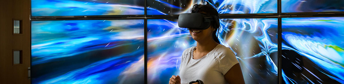 Person wearing a VR headset