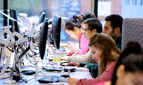 Students using computers