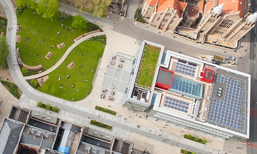 Aerial view of the Learning commons