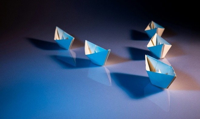 Blue paper boats