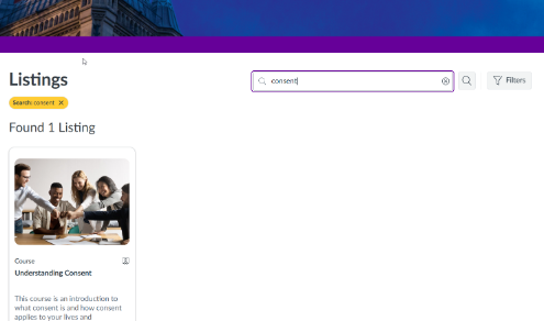 A screenshot of the My Development Catalogue consent courses