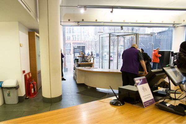 John Rylands main entrance as of April 2023.