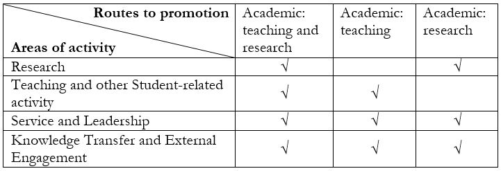 Chart on the different promotion routes