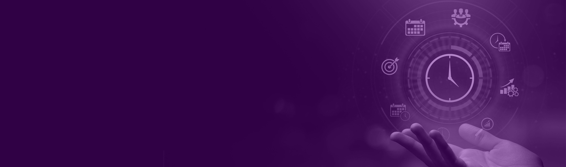 Manager's hand with digital icons popping out of it