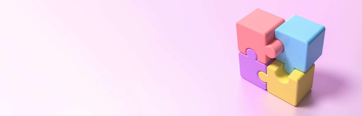 3D jigsaw on pink background