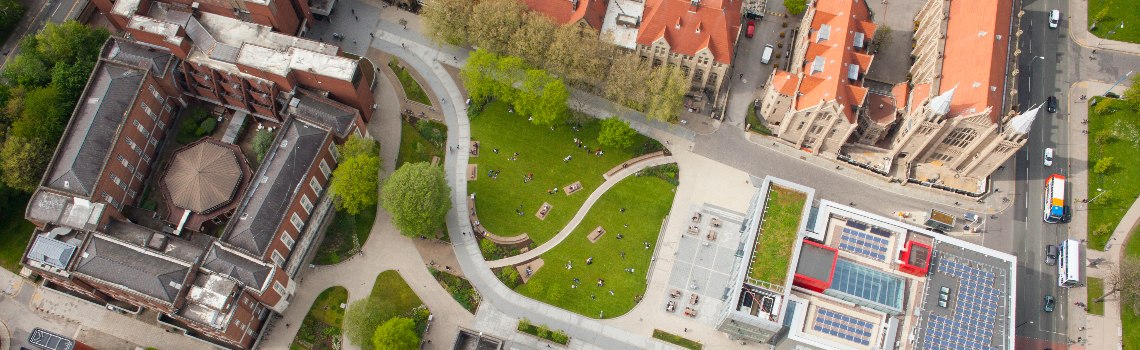 Birds eye view of campus 