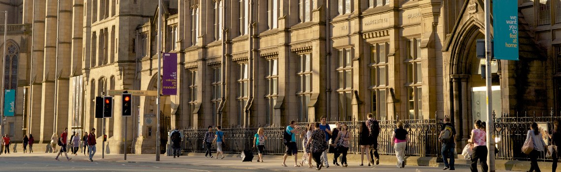 Image of John Owens from Oxford road view with pedestrians walking