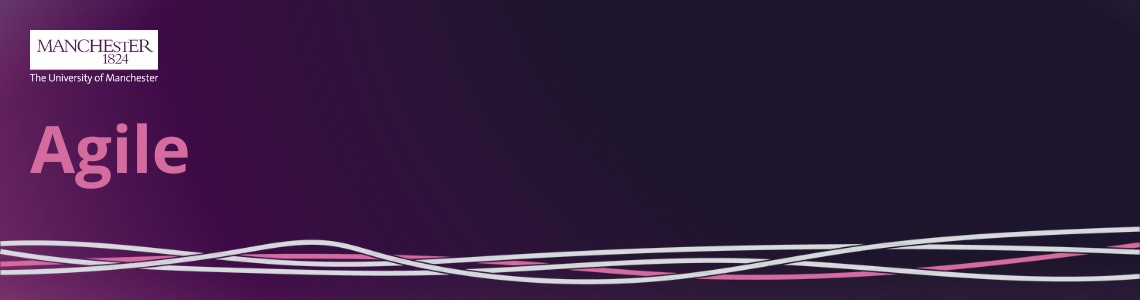 Purple background with text reading Agile
