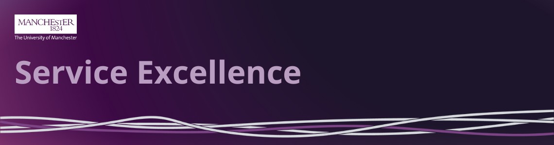 Purple Image with text reading Service Excellence 