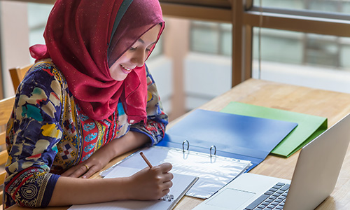 Student studying remotely