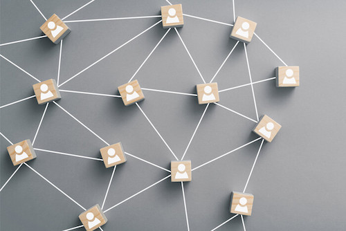 A network diagram connecting users to one another