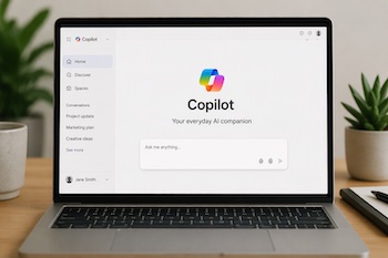 A laptop open to Copilot app on M365