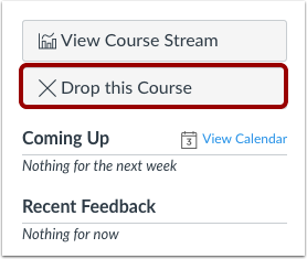 Drop course button in Canvas