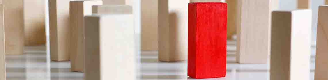 Dominoes is a line - one red one