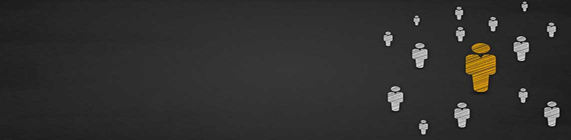 Yellow stickmen in a cluster of white stickmen