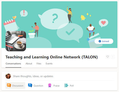 Landing page of TALON Yammer group 