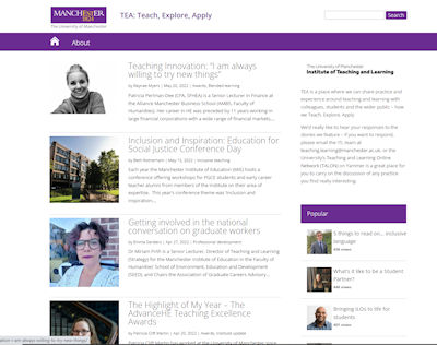 Teach, Explore, Apply blog homepage
