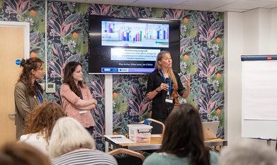 An image of a live standard paper presentation in one of the Conference Rooms.