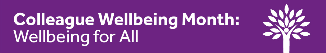 Colleague wellbeing month written text and tree image