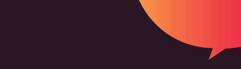 Black image with orange speech bubble